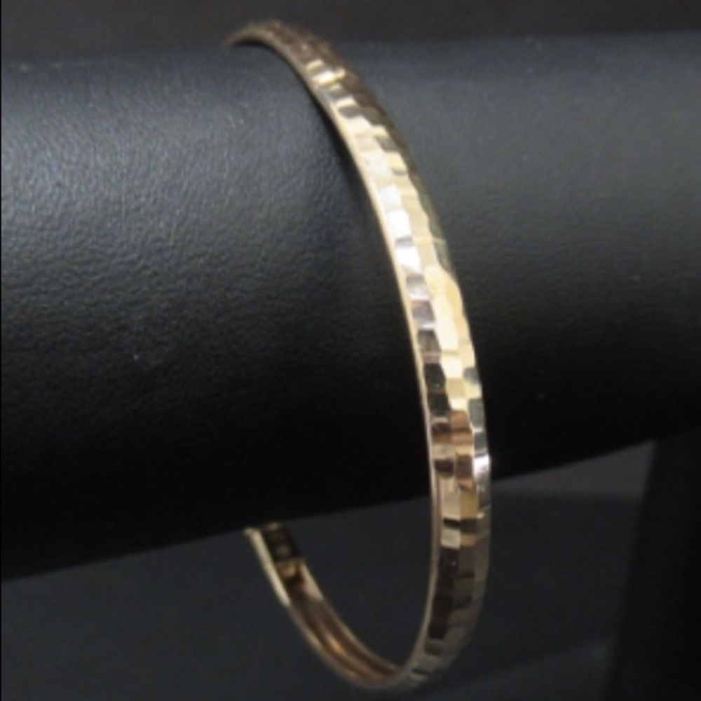 Sensational 10K Yellow Gold Hammered Bangle Bracelet—3 grams
